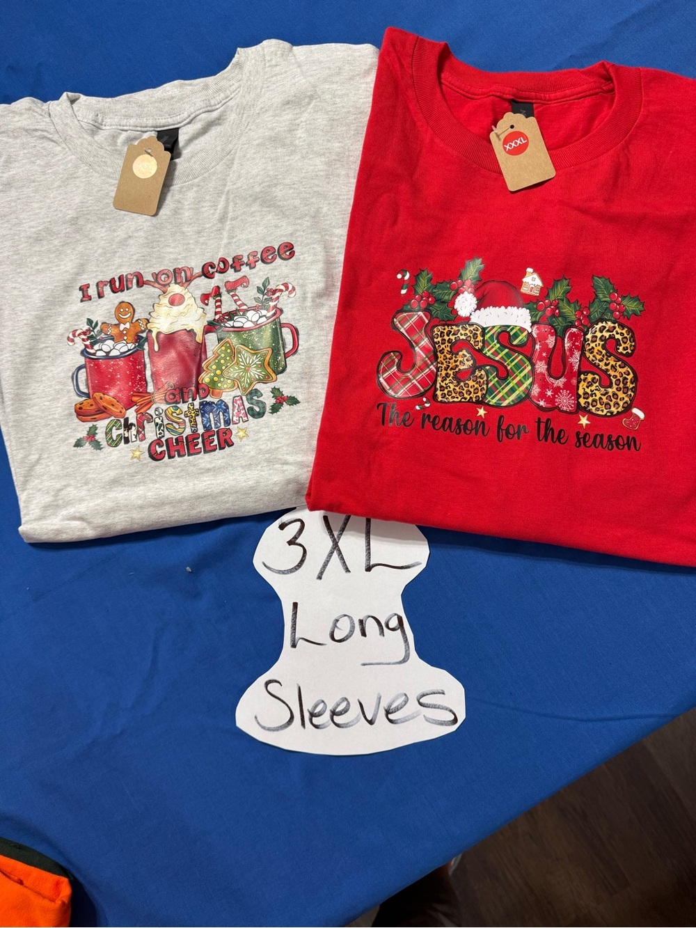 Christmas Graphic Long Sleeve Tee - Red and Heather Gray